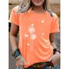 Dames T-shirt met paardenbloempatroon, ronde hals, korte mouwen, casual en modieus