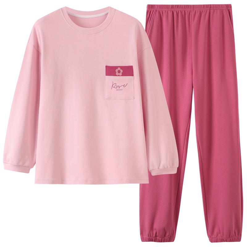 Pajamas Women'S Pure Cotton Long-Sleeved Spring And Autumn Loose Casual Large-Size Women Can Wear Cotton Loungewear Set