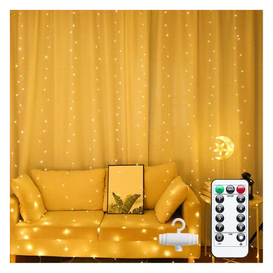 300 LED Fairy Curtain Lights 9.8ft x 9.8ft Window Wall Hanging String Light USB Powered Curtain Light for Bedroom Backdrop Wedding Party Indoor Decor