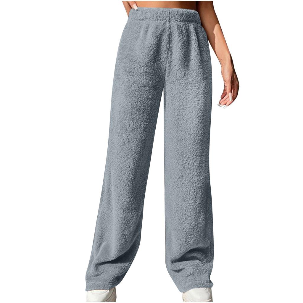 Women's Casual Elastic Waist Loose Plush Pants Beam Long Home Pants
