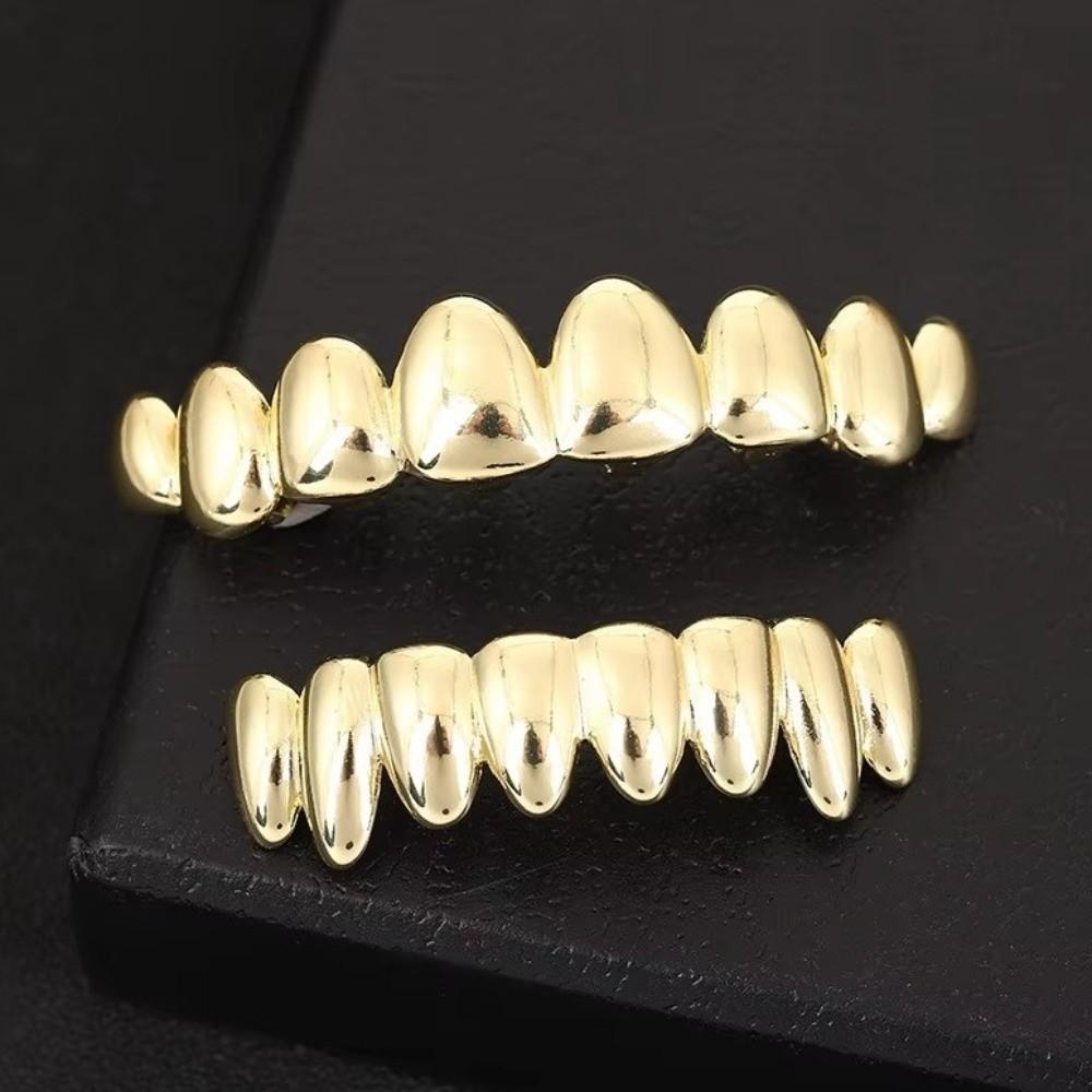 Anti Slip Teeth Grillz Caps Glossy Finish Teeth Jewelry Classic Teeth Grillz Top Bottom Set  Events