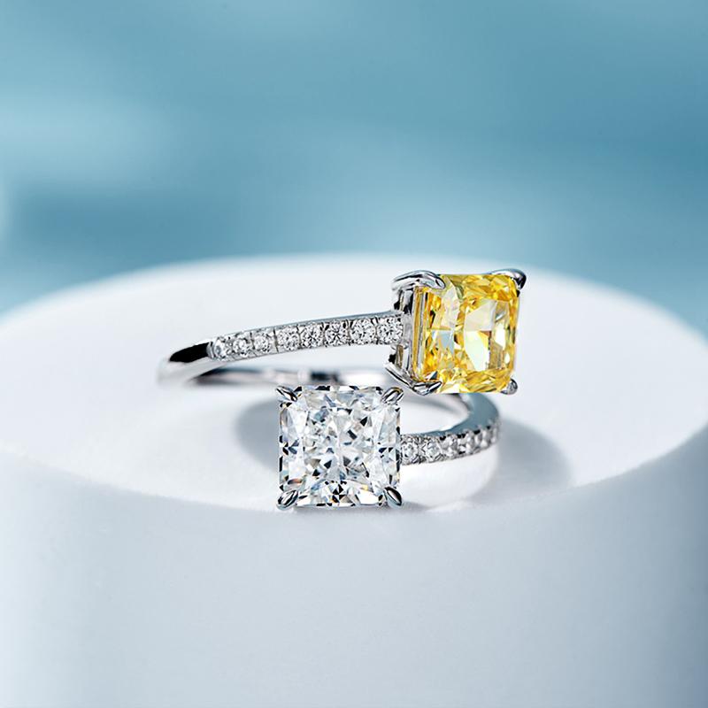 Huitan New Style Adjustable Ring with Bright Princess Square CZ Female Engagement Party Accessories Fashion Design Zircon Gift