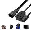 Universal C14 Male To C13+UK Female Power Adapter Converter 10A Capacity British 3 Pin 0.32Meter