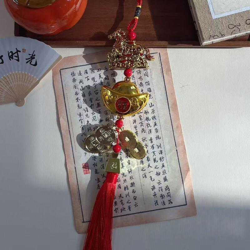 Traditional Chinese Horse Zodiac Pendant; Car Ornament for Spring Festival; Tassel Pendant Gift