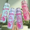 1PC In Girl Era Dumbbell Fitness Quote 750ml Color Plastic Sports Water Bottle Leakproof Flip Straw Lid Suitable for Sports Office Home Use