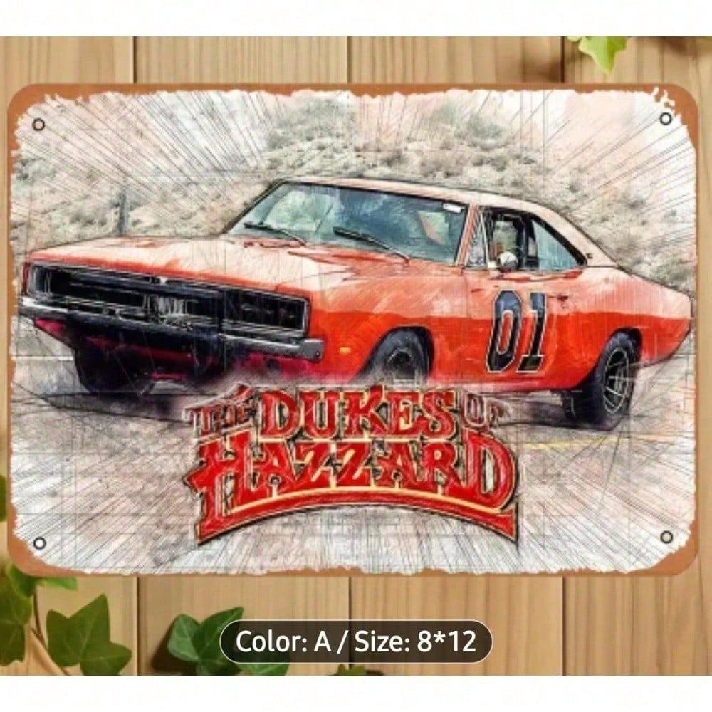 Vintage General Lee Dukes of Hazzard Tin Sign 8x12 Metal Wall Art for Garage Bar Home Decor