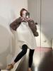 Women's Loose Mid-Length Raglan Thermal T-Shirt with Contrasting Colors