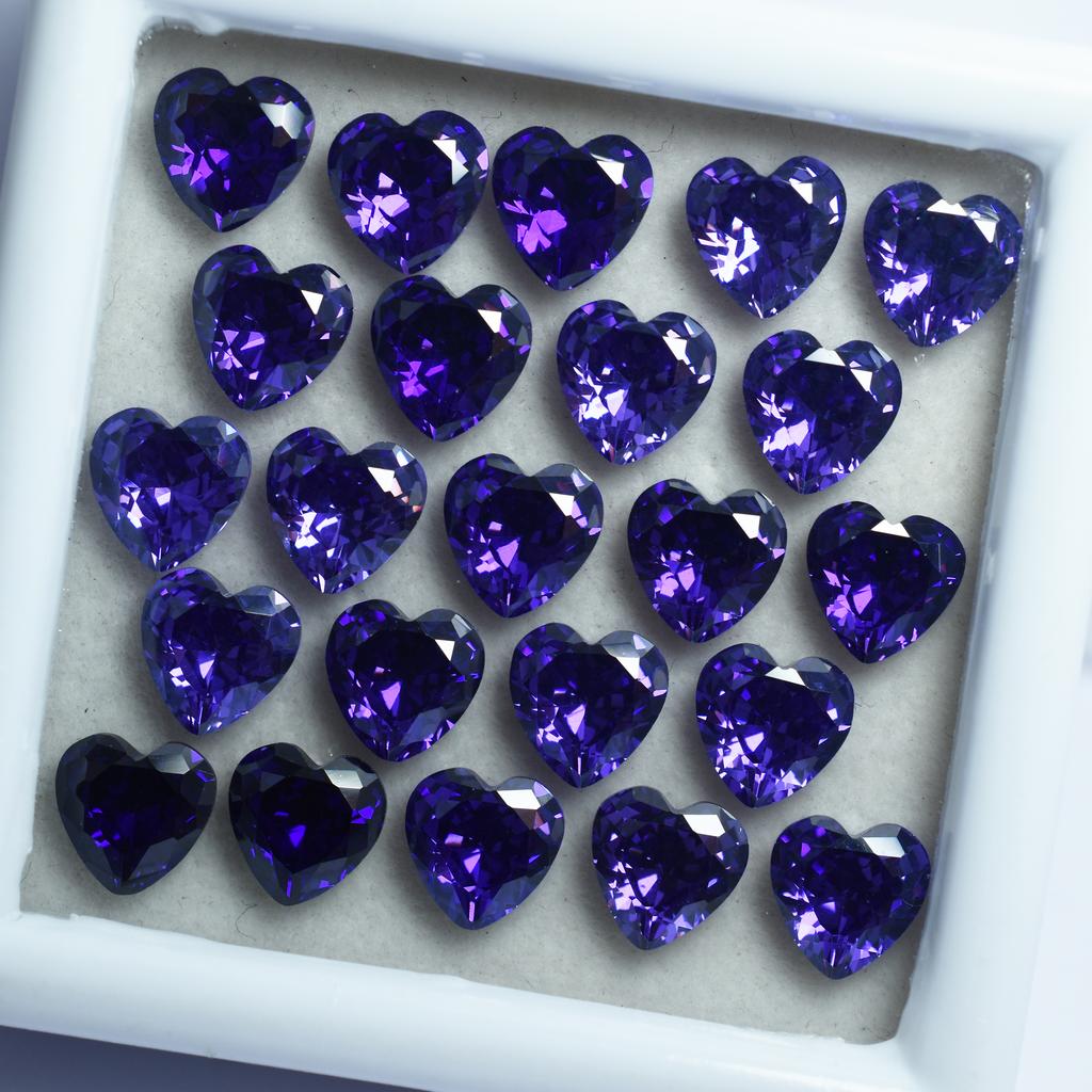 12 Pcs Lot Natural Purple Sapphire Heart Cut Certified Loose Gemstones