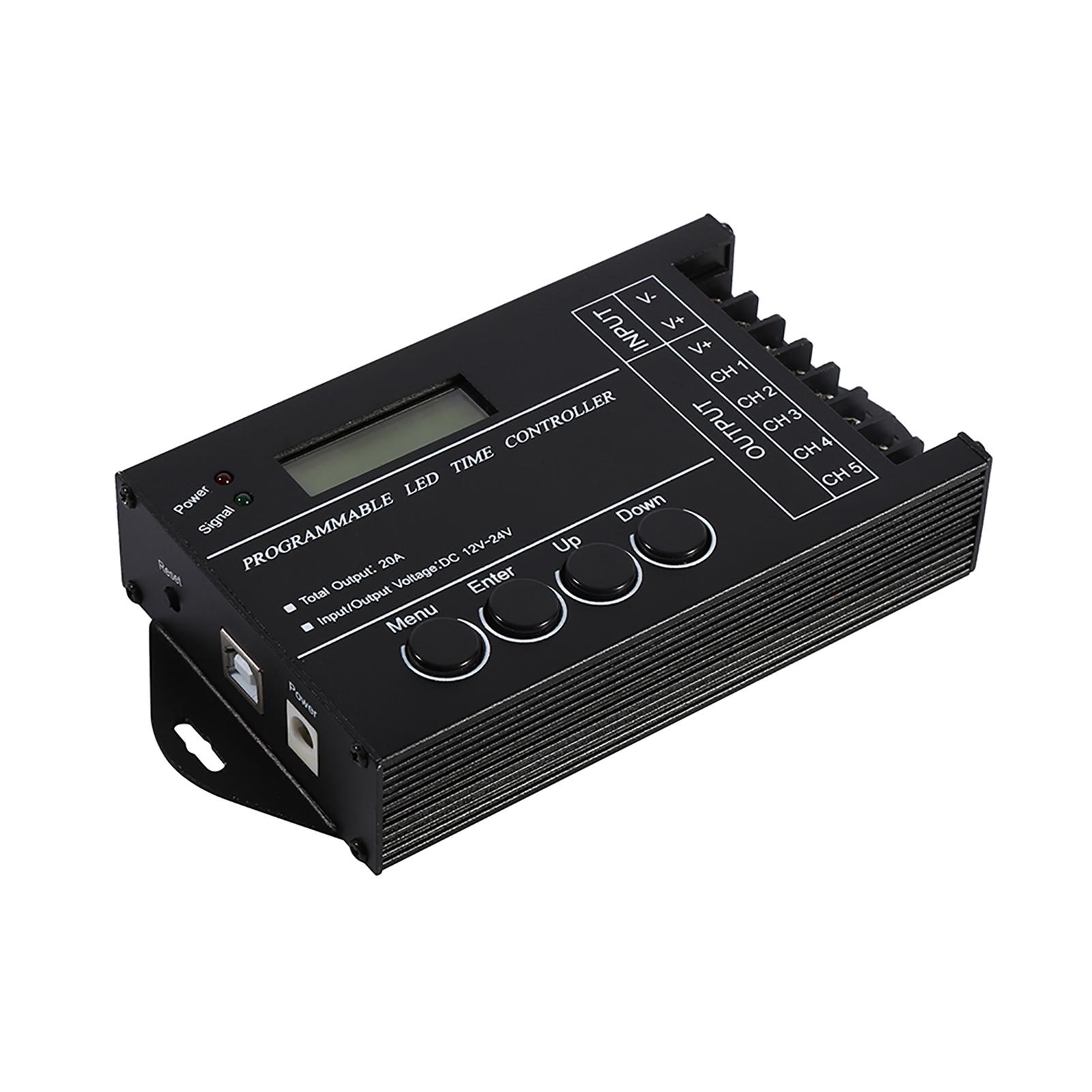 

DC12 24V 20A Programmable LED Time Controller 5 Channels Color Adjustable With CD USB Cable