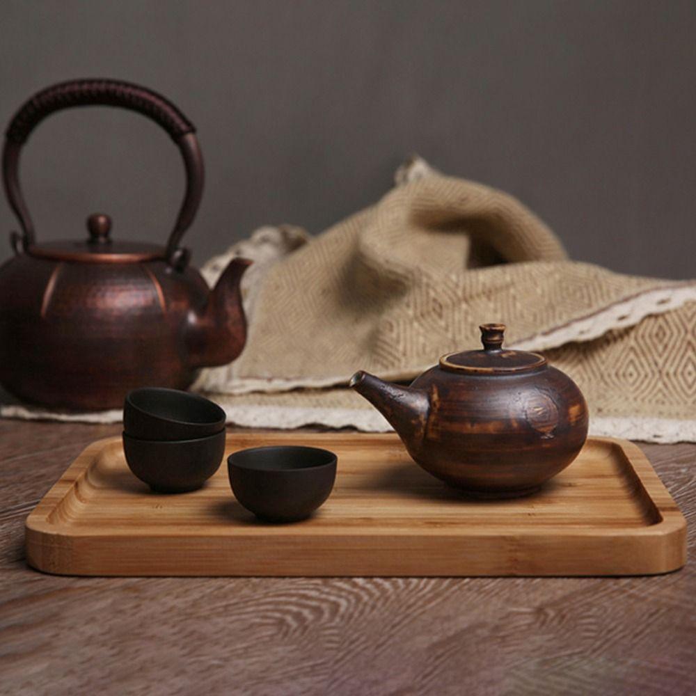 1ks Obdélníkový kulatý bambusový tác Talíře na ovocné svačinky pro držení čajového ovoce a grilovaného chleba