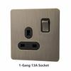 LangYeao Messinghebel UK Kippschalter Buster und Stanzlichtschalter Stil Edelstahlplatte Vintage Retro Wandschalter Steckdose