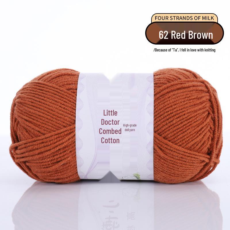 40g 4-Ply Combed Milk Cotton Yarn - Little Doctor, Medium-Thick for DIY Knitting Projects: Dolls, Cushions, Blankets