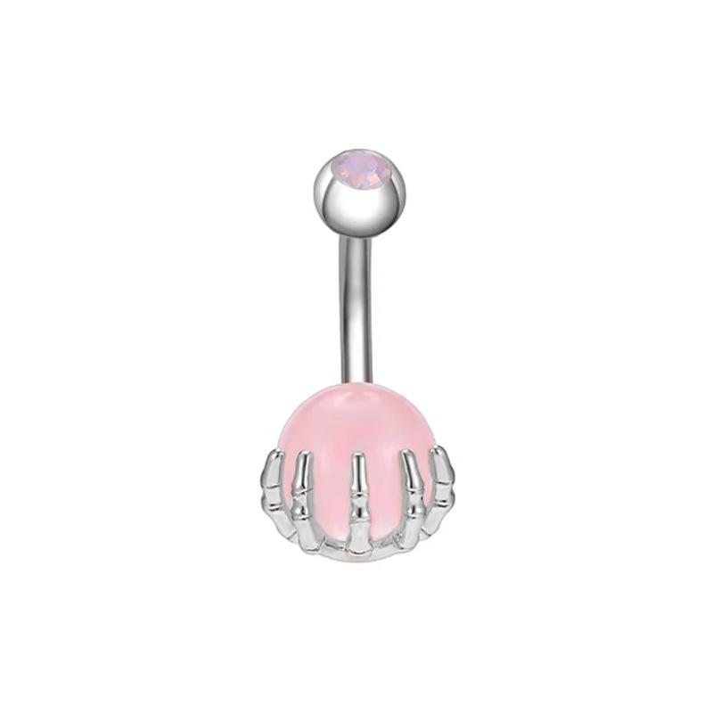Multi-Color Turquoise Belly Button Ring with Skull and Ball Design