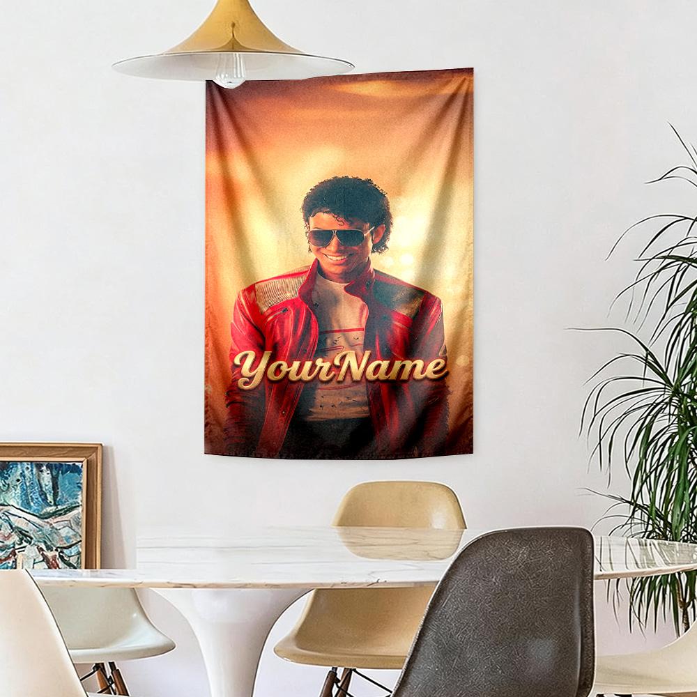 Michael Jackson Personalizzato Il Tuo Nome Decorazione Murale Arazzo Artistico Per Ricordo Animale Compleanno Festa Nuziale Sfondo Regalo di Famiglia