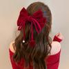 Red Velvet Bow Hair Clip for Women: Autumn/Winter Bridal Accessories