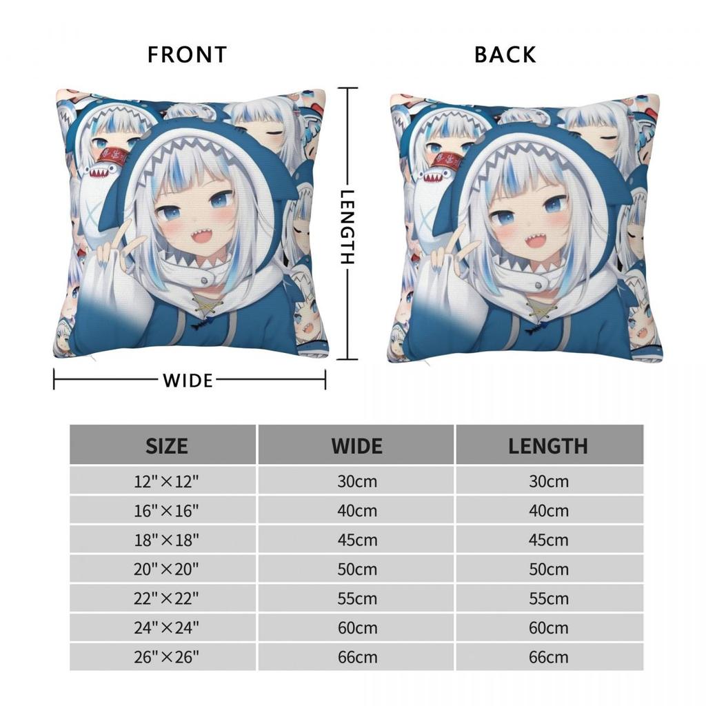 Pillow Cover Gura Gawr Cute Design Cushion Cover Kawaii Pillow Case For Sofa Home Decoration Pillowcases