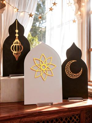Islamische Ramadan Tischdekoration Laterne Mond Blume Acryl Ornamente für Eid Mubarak Kareem Muslimisches Fest Heim Schreibtisch Dekoration Geschenk