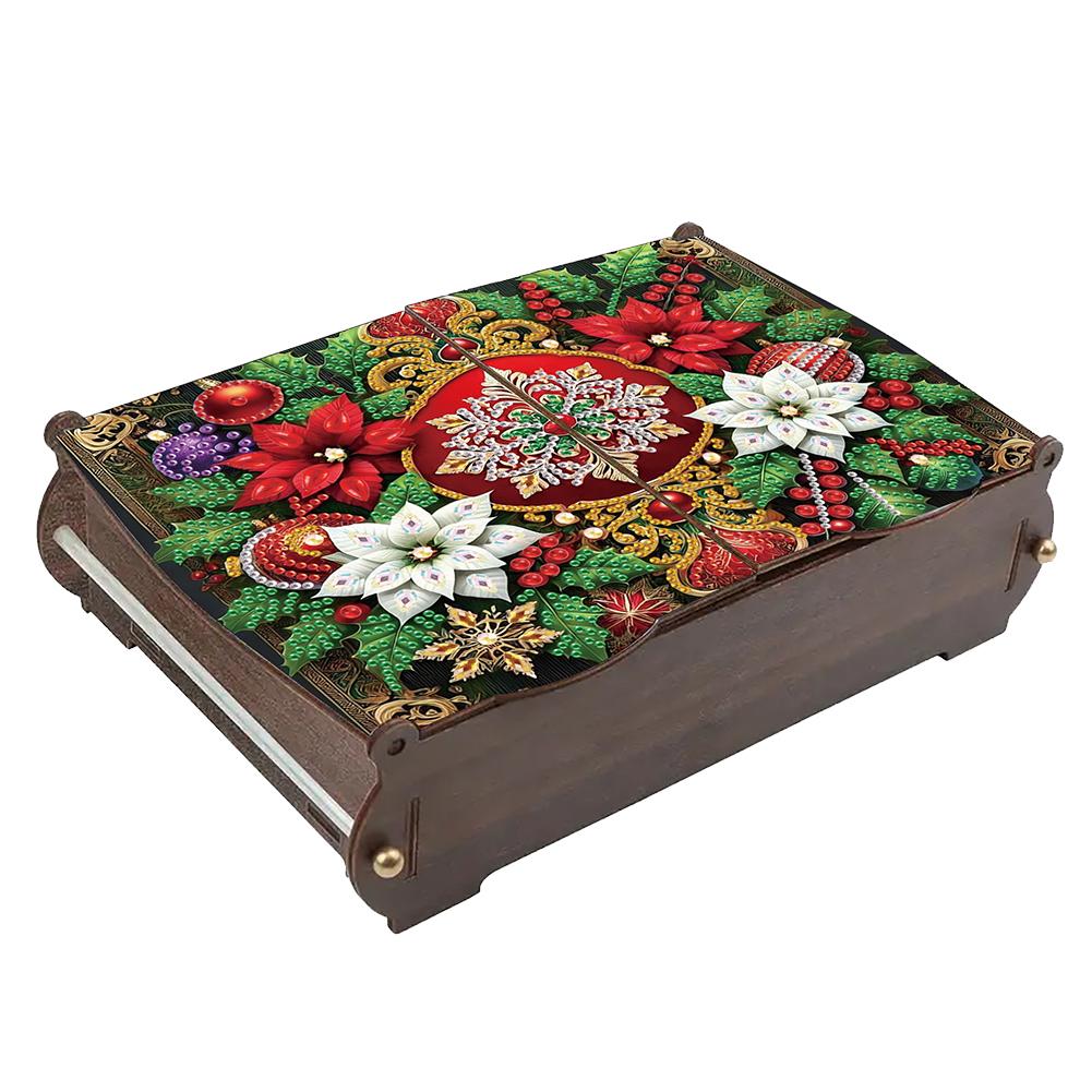 5D DIY Diamond Art Handmade Storage Box Partial Drill Colored Pattern Wood Case Crystal Mosaic Storage Container for Home Decor