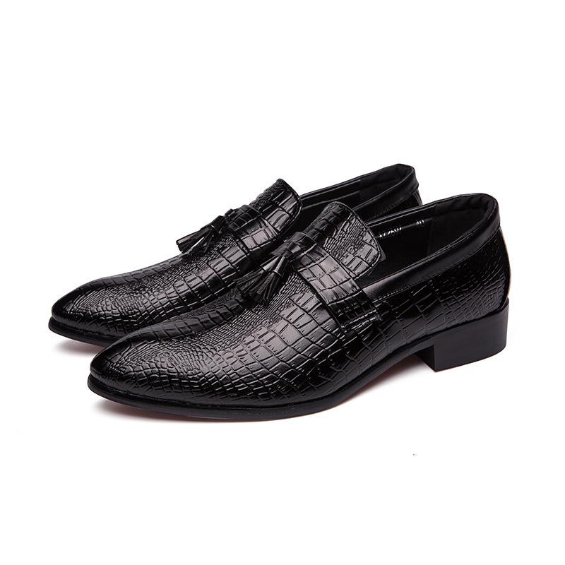 

Men s crocodile pattern tassel dress leather shoes cover feet one pedal lazy shoes fashion pointed casual shoes large size 38