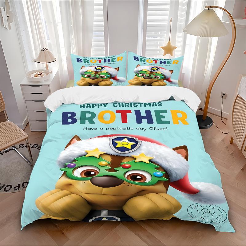 3Pcs Christmas Brother Special Day Bedding Set Quilt Cover Pillowcase Home Christmas Halloween Gift 1 Duvet Cover 2 Pillowcase S1421