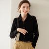 Women's Long Sleeve Cashmere Polo Neck Sweater with Lapel - Korean Style Cardigan Outerwear