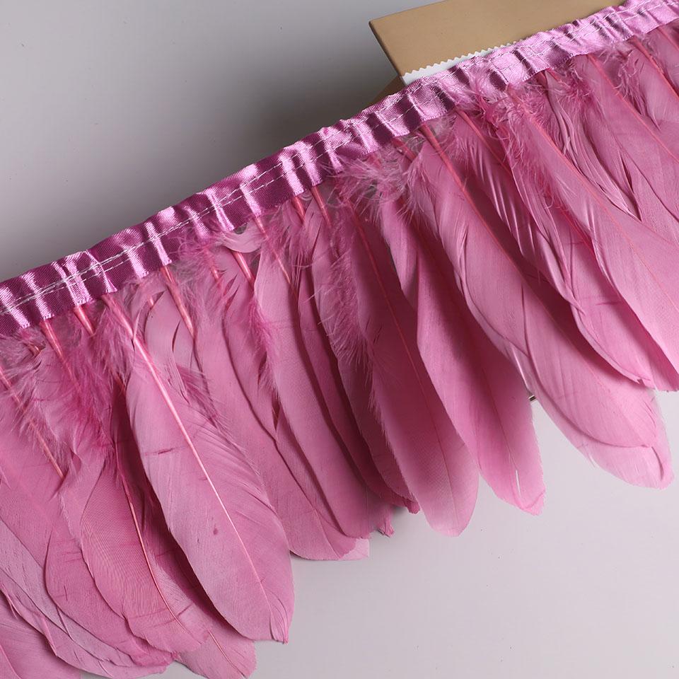 Feather10Meters Goose Feather Fringe Ribbon Handicraft Accessories White Swan Feathers Trims Carnival Plumas Dress Decoration