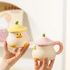 Cana din ceramică cu capac, cu capac, pentru birou și ceașcă de cafea pentru uz casnic, pere de rață, vase de băutură pentru cuplu.
