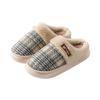 Simple Temperament Cotton Shoes Autumn and Winter Lines Plaid Indoor Home Velvet Couple Thick-soled Warm Cotton Slippers