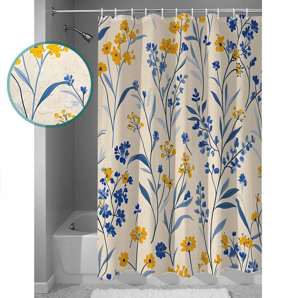 Modernism Daisy Flower Plant Shower Curtains Waterproof Bath Curtains Home Decor Modern Luxury Bathroom Curtain