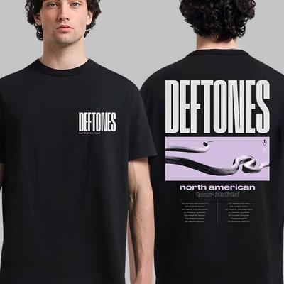 Merch Deftones Tournée Nord-Américaine 2025 Date au Dos T-Shirt Double Face