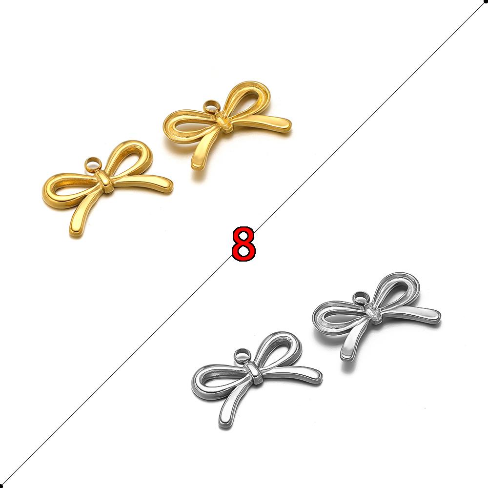 5pcs Stainless Steel Bow Knot Cute Fashion Summer Series Simple Style Pendants for Necklace Earrings Making Handmade DIY Jewelry