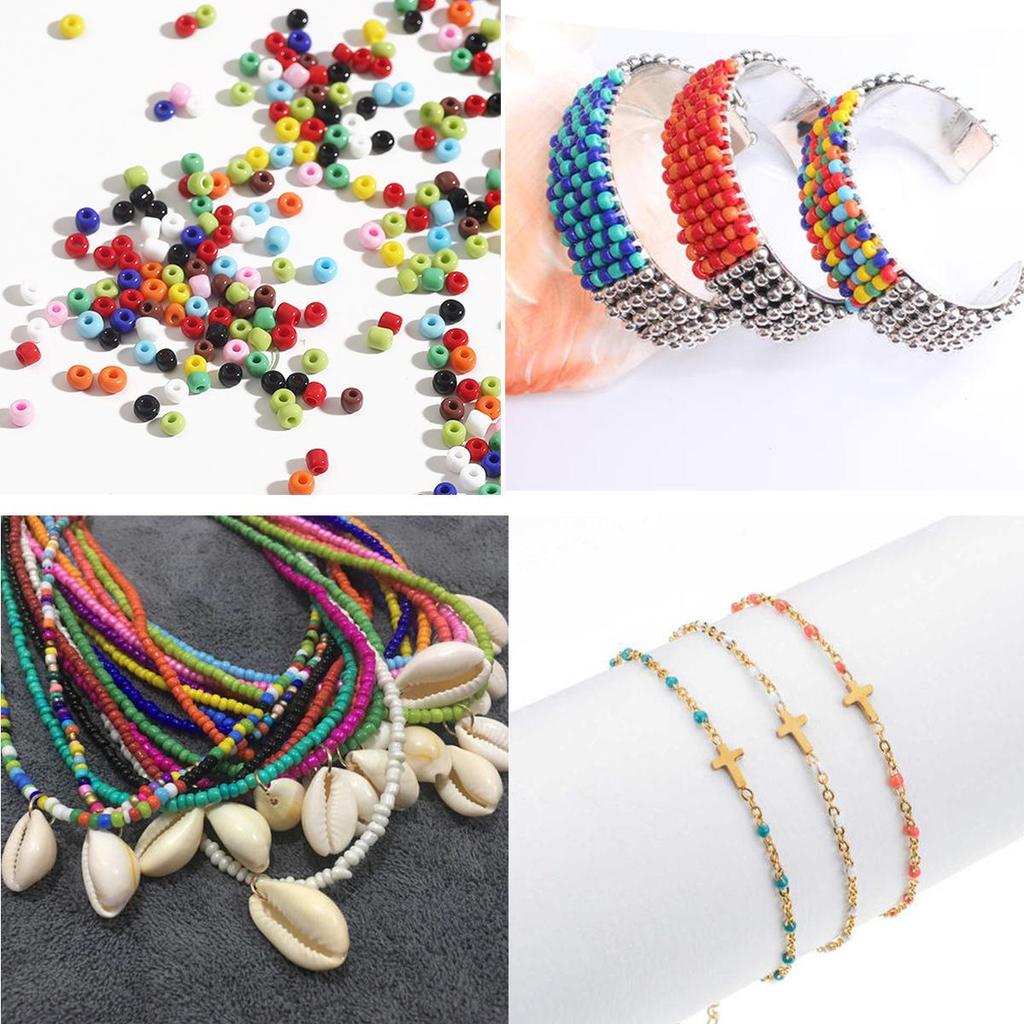 Kit DIY Collier et Bracelet Perles de Rocaille en Verre 24 Couleurs avec Fermoir Mousqueton