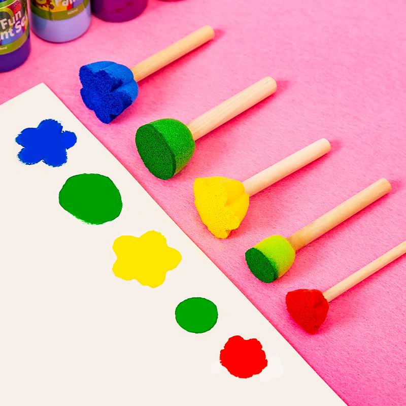 Children's Round Sponge Brushes for Art & Painting - Mushroom Head Tools for DIY Graffiti and Kindergarten Use