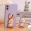 Slide-Push Bunny Phone Stand With Adhesive Back - Foldable Desktop Holder For Hands-Free Viewing