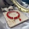 Women's Natural Red Agate Bracelet with Little Bear Fortune Tag - Original Chinese Style Hanfu Beaded Accessory