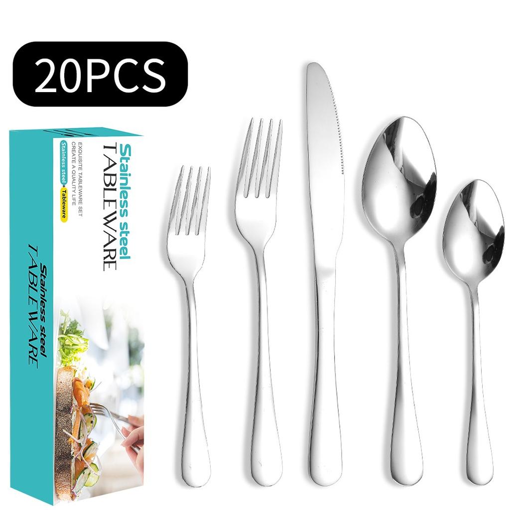 Stainless Steel Tableware Suit Steak Knife, Fork and Spoon Five Main Pieces Stainless Steel Tableware 20 Pieces Suit