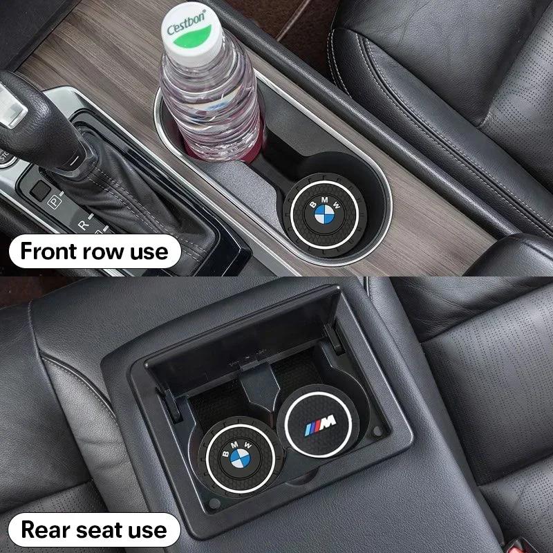 2Pcs Car Cup Coaster Waterproof Non-Slip Water Cup Pad Holders Car Interior Accessories For BMW E46 E90 E60 F10 F30 G30 E92 X5