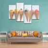 4 Pieces Art Wall Hanging Colorful Ice Cream Summer Wall Paint Canvas No Frame Living Room Office Hotel Home Decor Gift