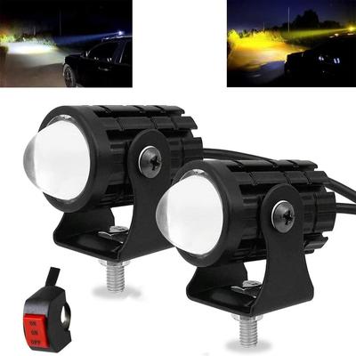 2023 Motorcycle LED Headlight Spotlight Projector Lens Dual Color Super Bright Driving Light Auxiliary Lamp Moto Scooters Accessories