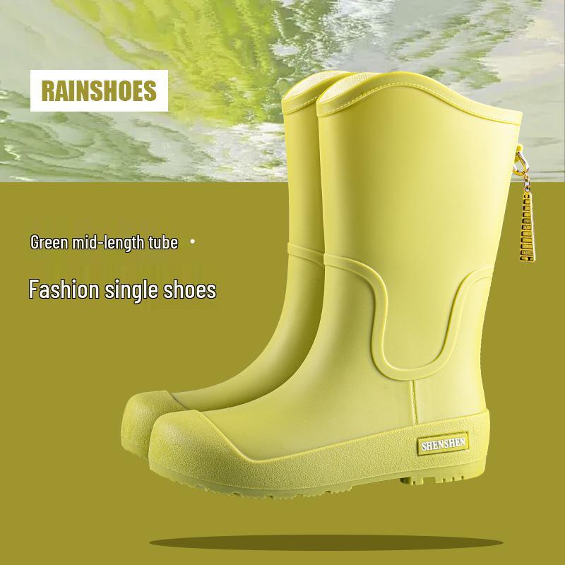 Korean Style Women's Fashion Waterproof Rain Boots - High Anti-Slip, Long Tube Outdoor Rubber Shoes