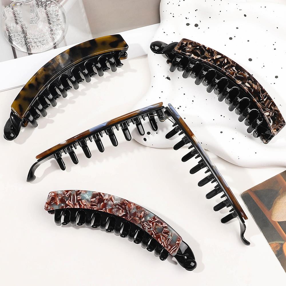 13cm Large Ponytail Claw Clip Vertical Banana Hair Clips Women's One-word Clip Twist Hairgrips Fashionable Hair Accessories