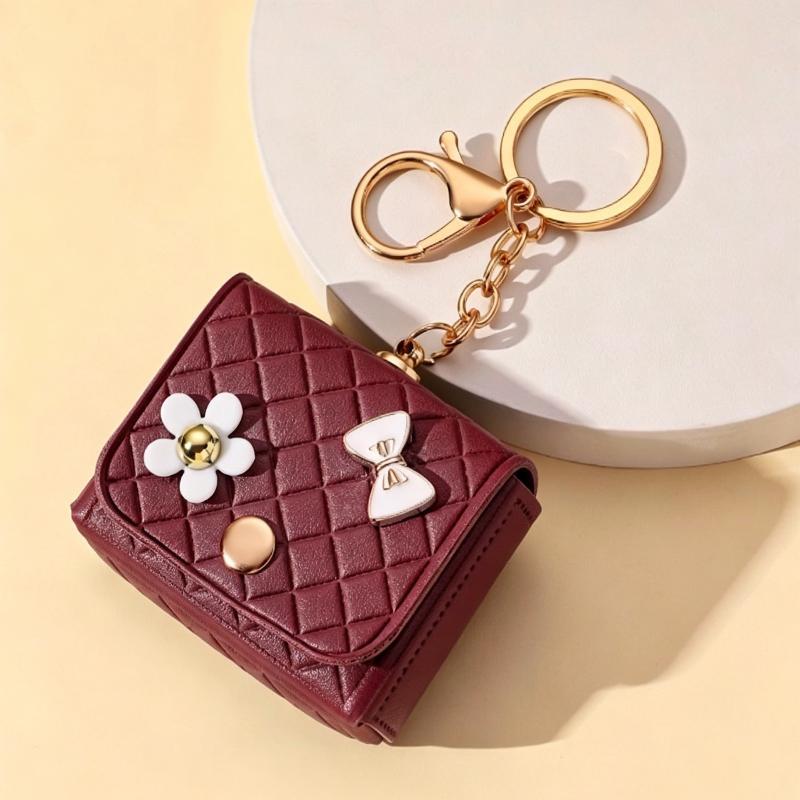 Mini PU Earphone Bag Keychain Durable Water-resistant Portable Pouch for Lipstick  Daily Use Bag Pendant