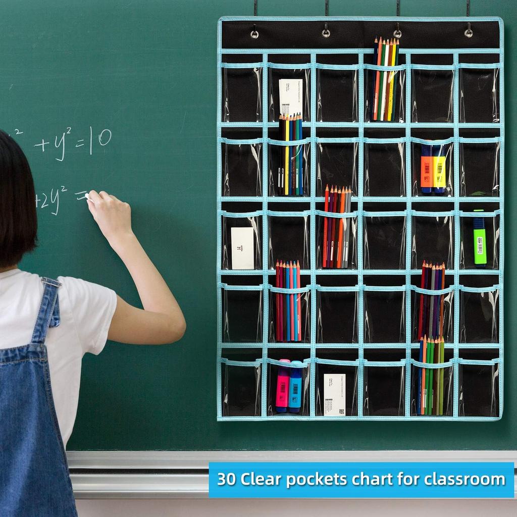 KEEPJOY Classroom Pocket Chart Organizer,Cell Phones Calculator Holder for Classroom Storage, Hanging Wall Door Calculator Phone Caddy for Classroom.