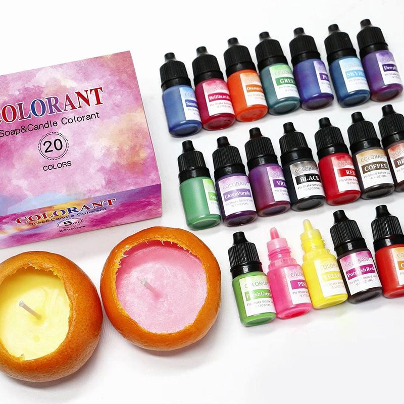 20 Colors Candle Wax Pigment Colorant Non-Toxic Soy Candle Wax Pigment Liquid Dye Soy Wax DIY Soap Dyes Candle Making Supplies