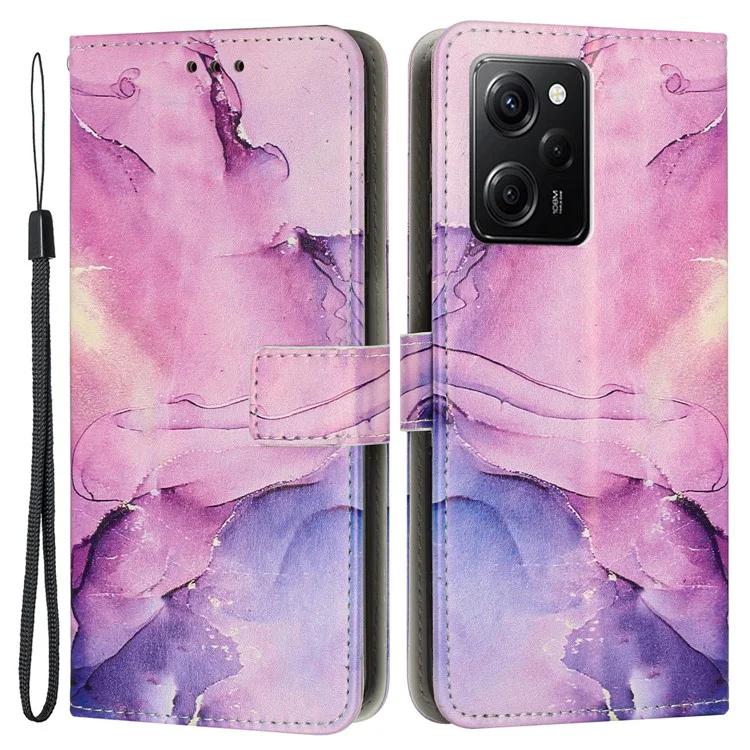 

Для Xiaomi Redmi Note 12 Pro Speed 5G / Poco X5 Pro 5G чехол для телефона с мраморным узором из искусственной кожи чехол-кошелек с ремешком