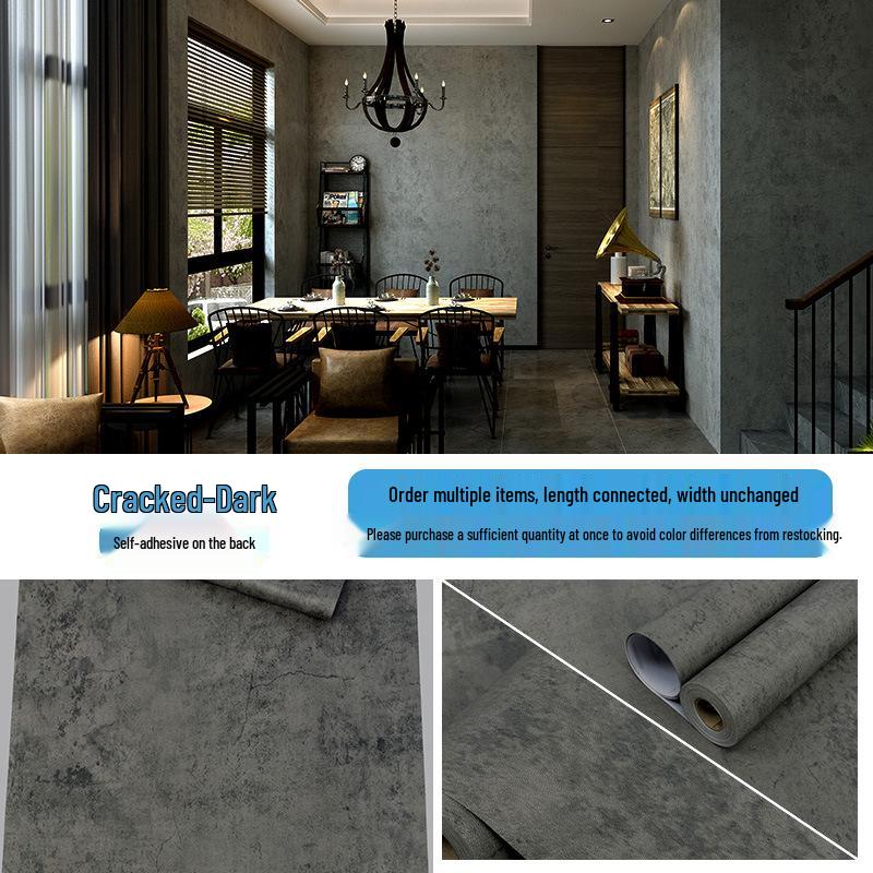 Industrial Style Dark Gray Mottled Texture Self-Adhesive Waterproof Wallpaper
