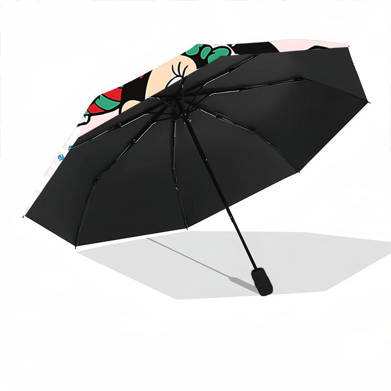 1pc Mickey Mouse & Friends Christmas Holiday Gift Umbrella - Automatic Open/Closed with Foldable Design, Iron Frame, Outdoor Use, Suitable f