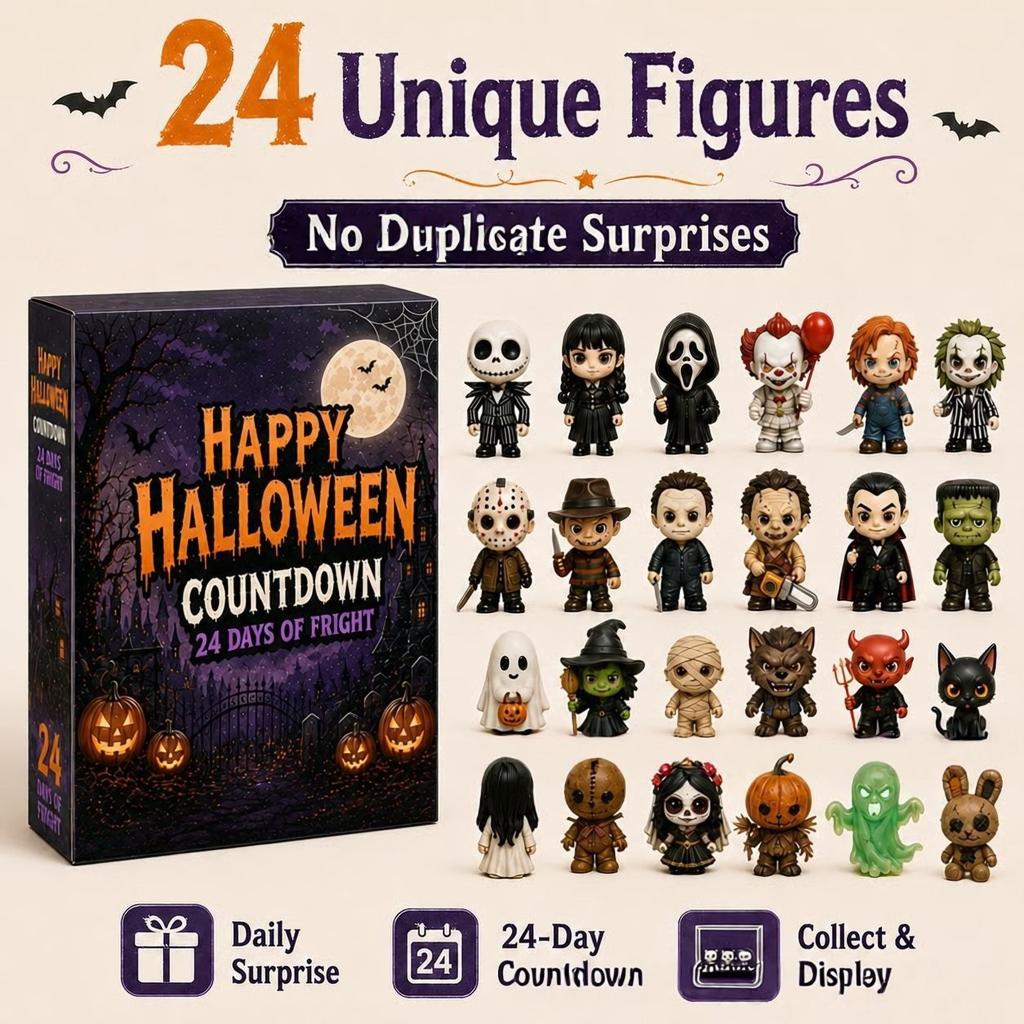 2026 Halloween Countdown Calendar Surprise Box – PVC Spooky Character Figurines, Children’s Countdown Calendar, Halloween Party Gifts and Decorations