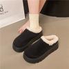 2025 Snow Boots for Women Cashmere Warm Platform Without Heel-covered Hair Half Slipper Cotton Shoes for Women