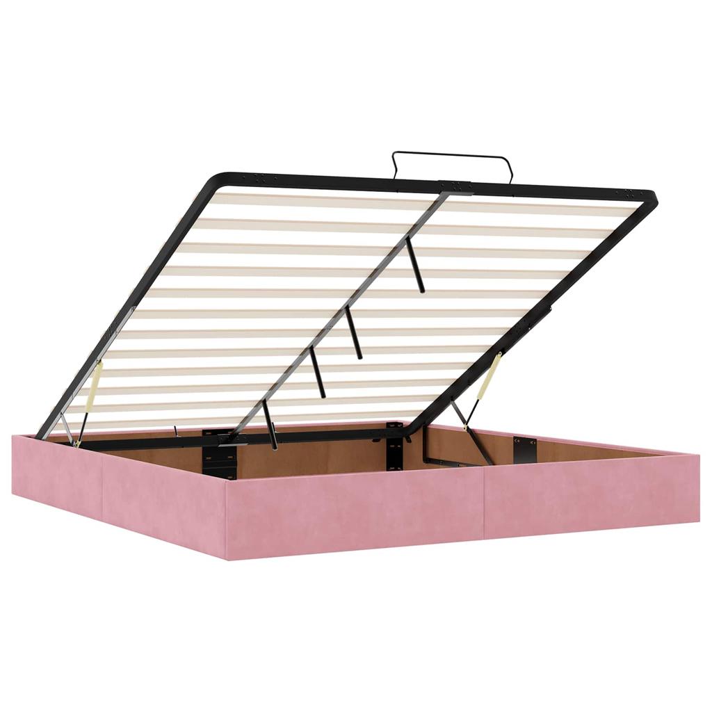 Ottoman Bed with Mattress and Headboard Pink 200 X 200 Cm Velvet